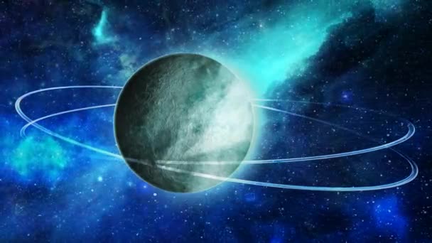 Doppio anello mozzafiato pianeta nello spazio esterno Nebulosa con stelle - 4K Seamless Loop Animazione di sfondo movimento
 - Filmati, video