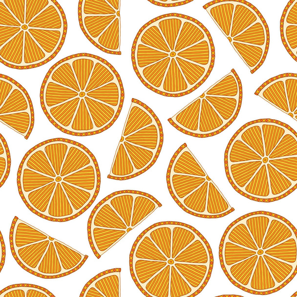 Oranges slices on a white background seamless pattern. - Vektor, obrázek