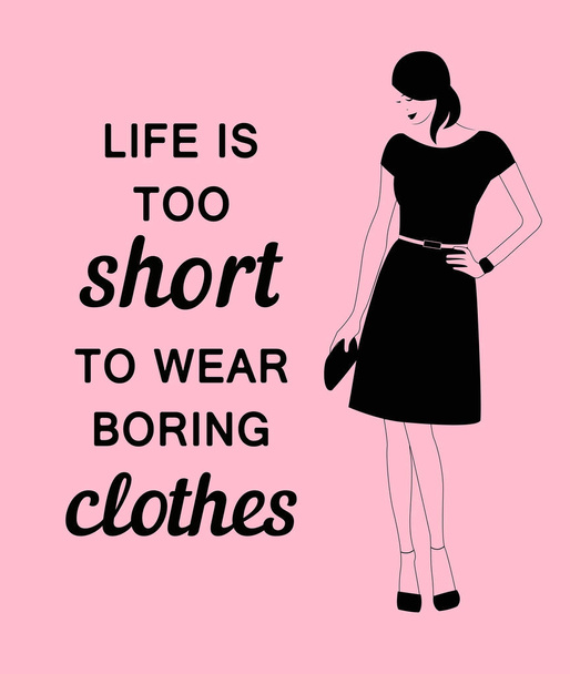 Vector_Fashion  woman with a quotes - Vector, afbeelding