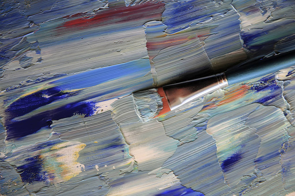 Closeup background of brush and palette. - Photo, Image