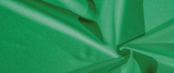 Tekstura, tło, tkanina jedwabna, zielony szal damski wygodny - Zdjęcie, obraz