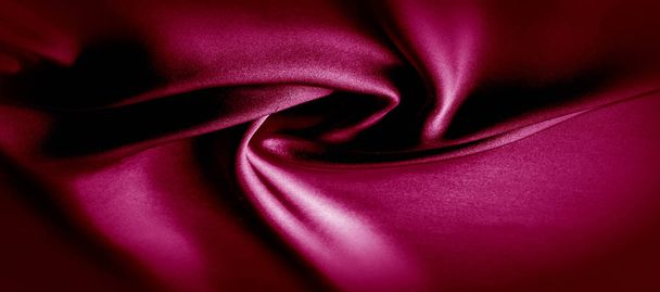 υφή, κόκκινο μετάξι ύφασμα πανοραμική φωτογραφία. Μετάξι Δούκας διάθεση σατέν - - Φωτογραφία, εικόνα