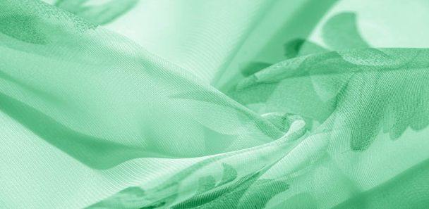 Texture background, pattern, wallpaper. white silk fabric, green - Foto, immagini