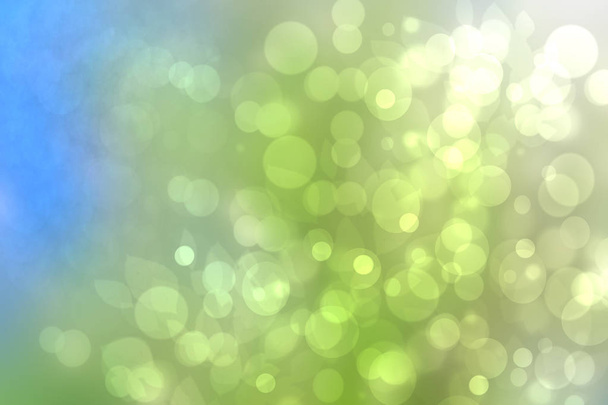 Abstract sunny bright green blue bokeh autumn background texture - Foto, Imagem