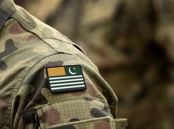 Flag of Azad Kashmir on military uniform.  - Zdjęcie, obraz