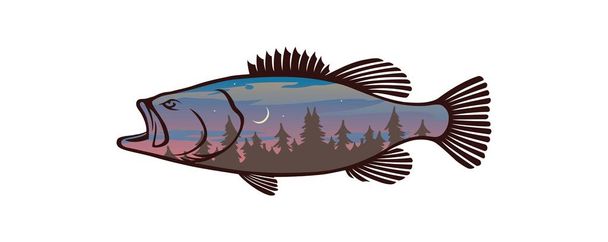 bass fish icons - Vector, Image