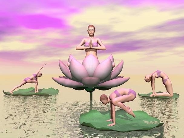 Lótus de ioga renderização 3D
 - Foto, Imagem
