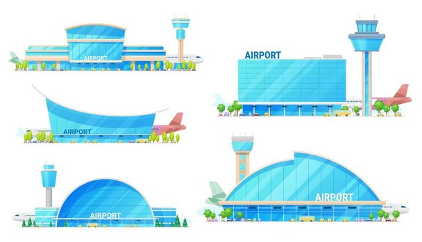 Control tower, airport terminal buildings - Vector, Image