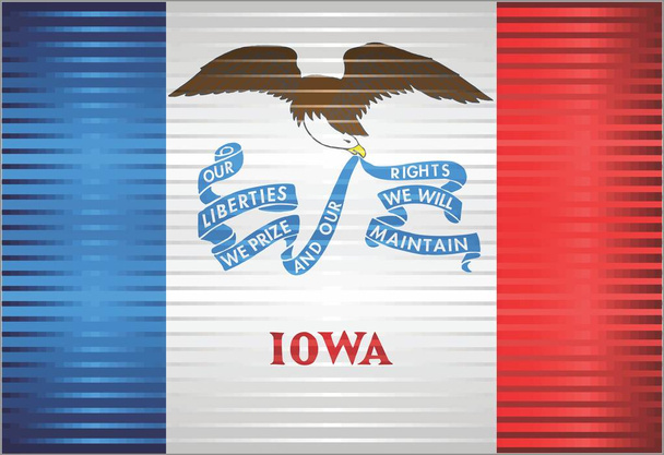 Lśniąca flaga Grunge z Iowa - Ilustracja, Flaga trójwymiarowa z Iowa - Wektor, obraz