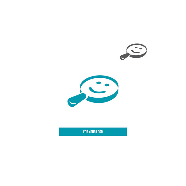 Magnifier and smiles icon for logo - Vector, Image