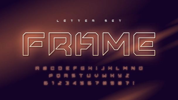 Glowing holographic uppercase letter set, vector alphabet, typography - Vector, imagen