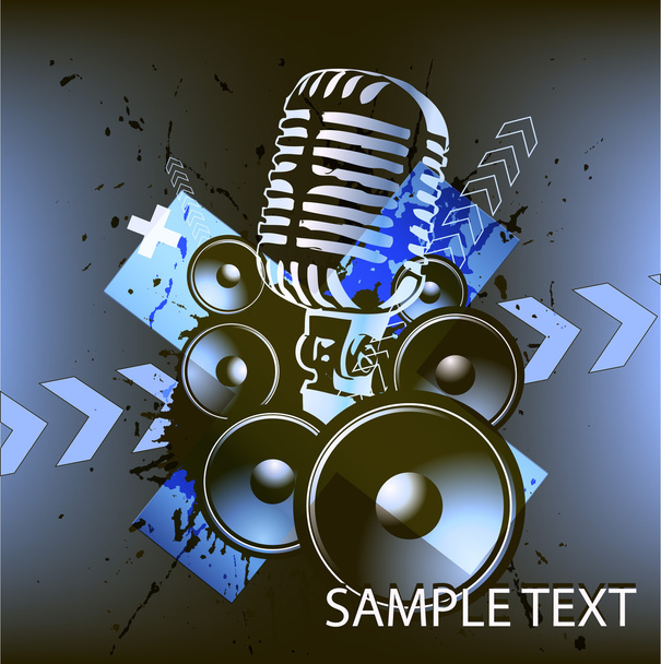 Vector retro music background with microphone - Vector, Imagen