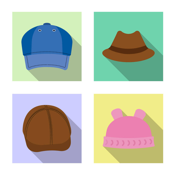 Isolated object of headgear and cap sign. Collection of headgear and accessory stock vector illustration. - ベクター画像