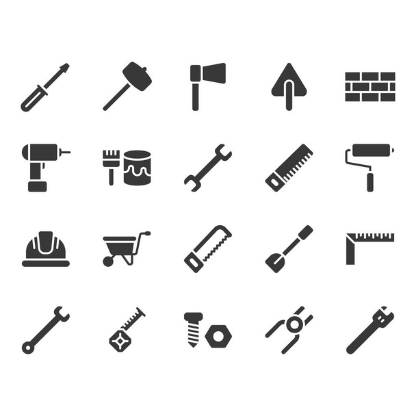 Будівельні інструменти, пов'язані з набором піктограм. Векторні ілюстрації
 - Вектор, зображення