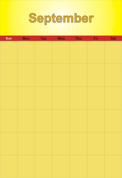 カレンダーのレイアウト用テンプレート9月 - 写真・画像
