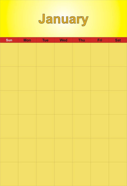 カレンダーのレイアウト用テンプレート。 1月 - 写真・画像