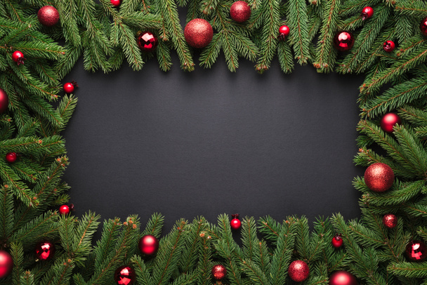 Christmas or New Year dark background with frame - Photo, Image