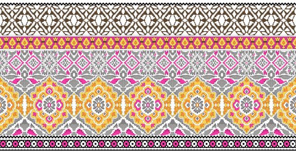 Seamless textile fabric border with Asian design elements - Photo, Image