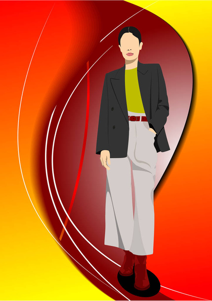 Businesswoman silhouette on abstract background. Vector illustra - Vektor, obrázek