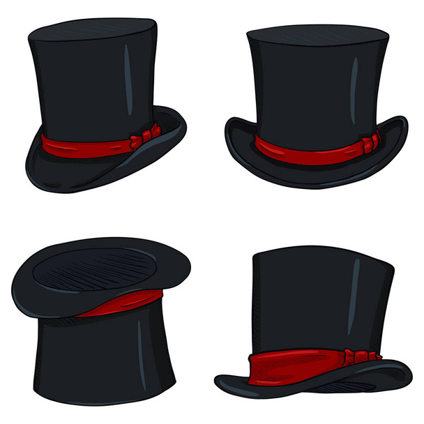 Siyah Silindir Şapka Sihirbazların Vektör Kümesi - Vektör, Görsel