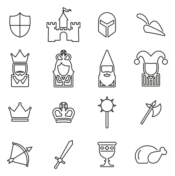 Medieval Time & Culture Icons Thin Line Vector Illustration Set - ベクター画像