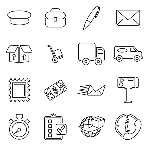 Mail Man or Post Office Worker Icons Thin Line Vector Illustrati - Vektor, kép