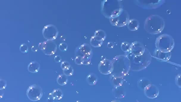 bubble floating background soapy copy bubble bubbles floating soap drift in blue sky with clouds stock, photo, photograph, picture, image space - stock footage video - Footage, Video