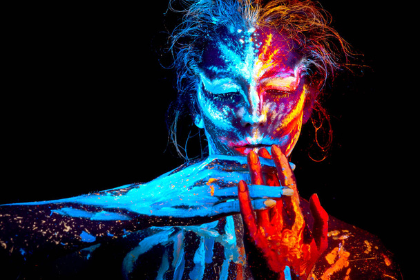 Uv halloween test művészet mix jég tűz forró hideg - Fotó, kép