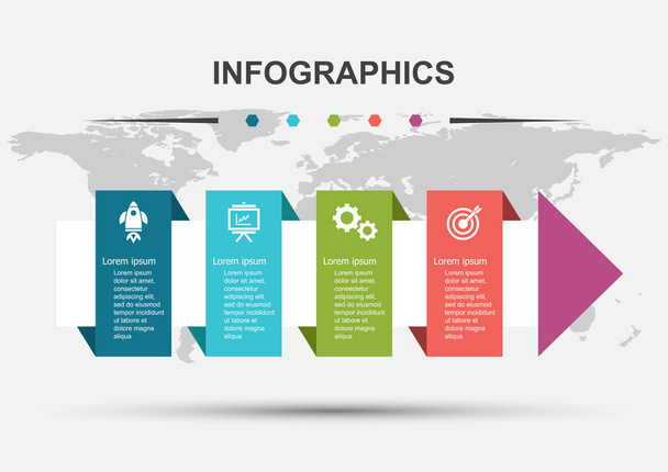 Infographic design template with step arrow - Vector, afbeelding