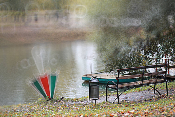 Lluvia de fondo de otoño en el parque
 - Foto, Imagen