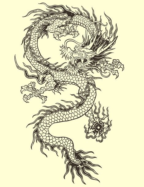 Ilustração da tatuagem do dragão
 - Vetor, Imagem