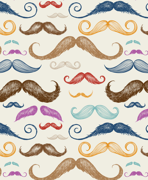 Vintage Mustache Seamless Pattern - ベクター画像