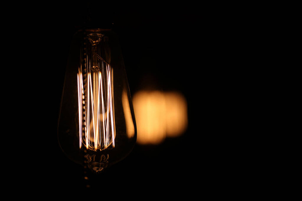 Lamps with tungsten filament. Edison's light bulb. Filament fila - Photo, Image