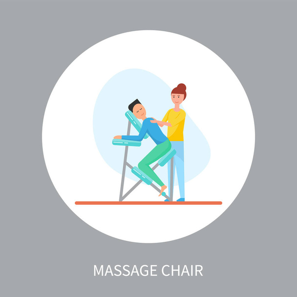Massage Chair in Cartoon Isolated Vector in Circle - ベクター画像