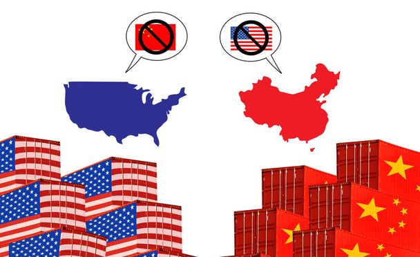 Koncepcja obraz Usa-Chiny wojny handlowej, Konflikt gospodarczy, Nas taryf eksportowych do Chin, Tradewar - Zdjęcie, obraz