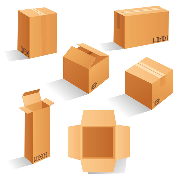 caja de cartón juego de maquetas - Vector, Imagen