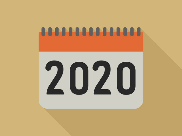 Векторна ілюстрація настінного календаря 2020 року в теплих кольорах
 - Вектор, зображення