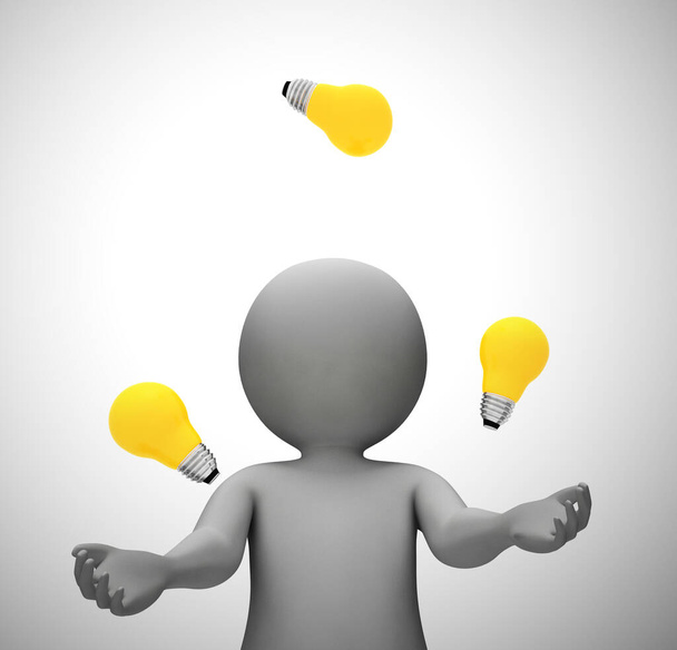 Idées et concept d'inspiration représentés par une ampoule - 3d illu
 - Photo, image