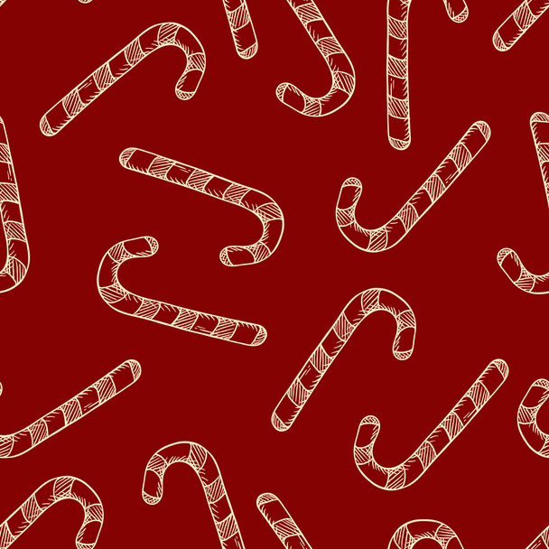 Vector Seamless Pattern of Sketch Candy Canes - Vettoriali, immagini
