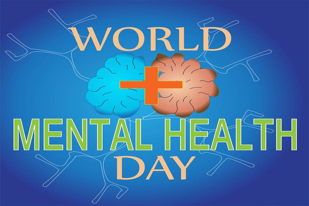 Znamení světového dne duševního zdraví pro publikace, brožury, plakáty, samolepky a reklamy - Vektor, obrázek