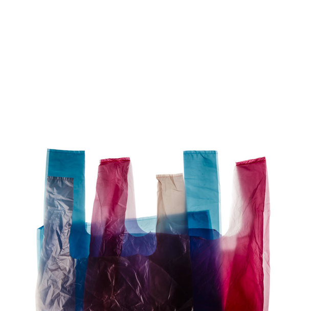 Plastic shopping bags on white. - Photo, image