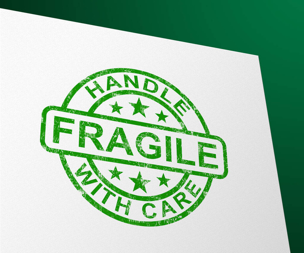 Sello frágil significa manejar con cuidado y tener cuidado - 3d illustr
 - Foto, imagen