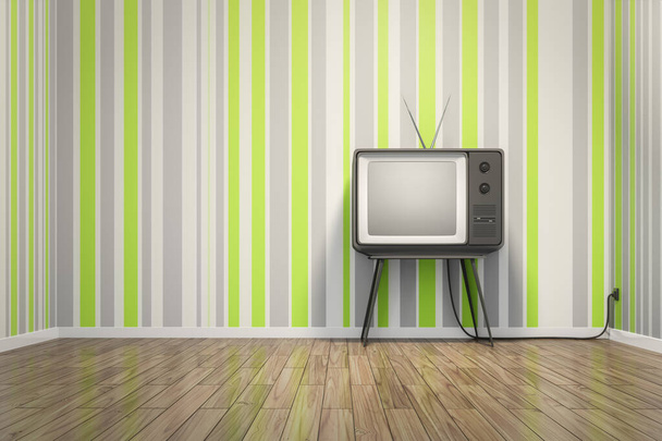starý vintage trubka televize v sedmdesátých letech stylu místnosti - Fotografie, Obrázek