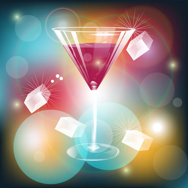 Festive bokeh background - glass of red wine - vector. Congratulation 2020. Happy New Year. Merry Christmas. - Vector, afbeelding