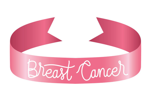 breast cancer campaign ribbon with calligraphy - Vector, Image