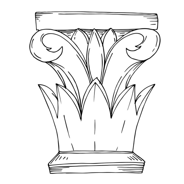 Vektor antike griechische Säulen. Schwarz-weiß gestochene Tuschekunst. isolierte antike Illustrationselemente. - Vektor, Bild