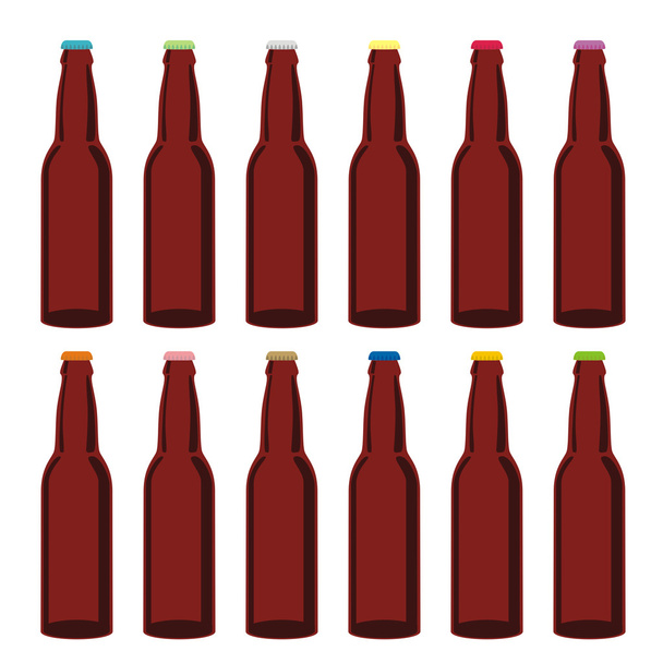 Isolated beer bottles set - Διάνυσμα, εικόνα
