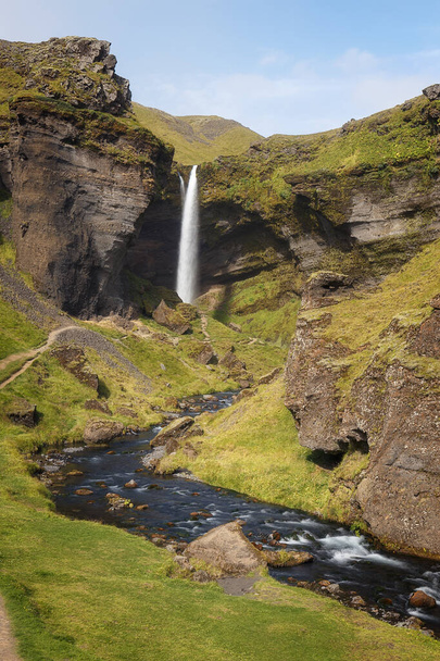Kvernufoss Waterfall in South Iceland   - Fotoğraf, Görsel