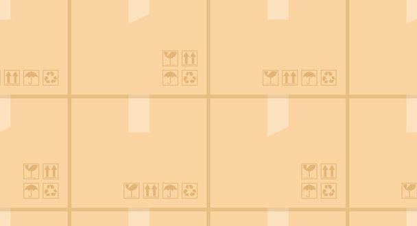 Bezproblémový vzor s kartonovými krabicemi. izolované na bílém pozadí - Vektor, obrázek