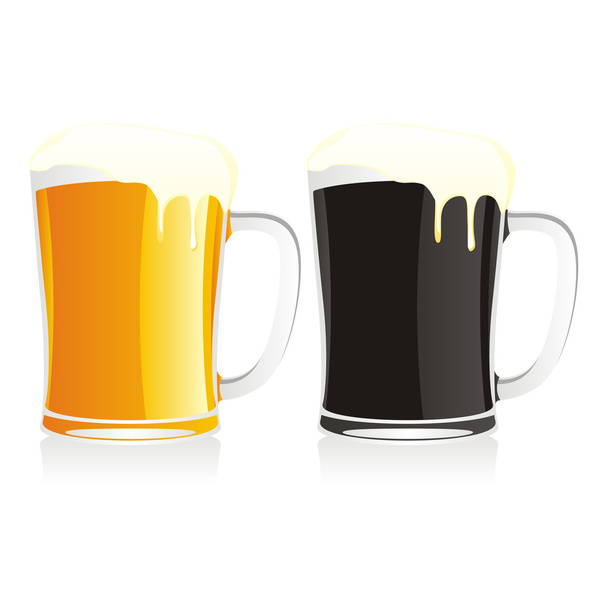 Isolated two beer mugs - Vector, afbeelding